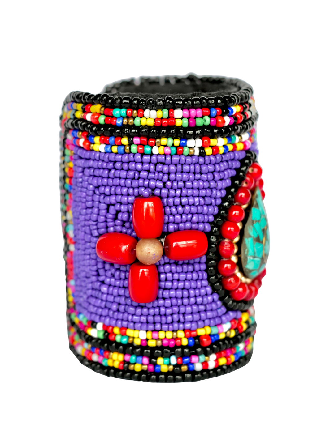 Hasto by Hasti The Bazaar Oxidised Statement Cuff Bracelet for Women, Beaded Wide Adjustable Bracelet