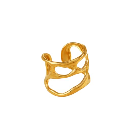 Gold Open Geometric Adjustable Ring for Women & Girls
