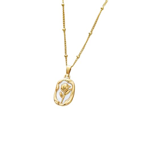 Gold Rose Pendant Necklace for Women & Girls