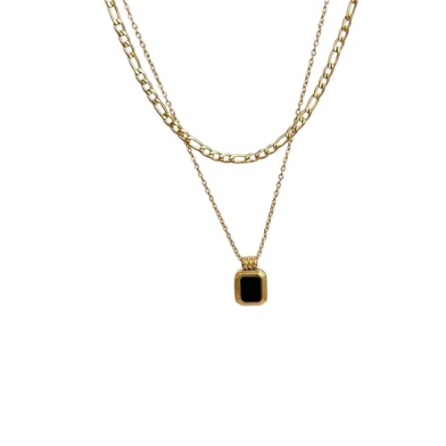 Gold Layered Black Pendant Necklace for Women & Girls