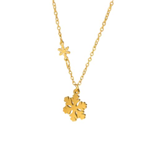 Gold Snowflake Pendant Necklace for Women & Girls
