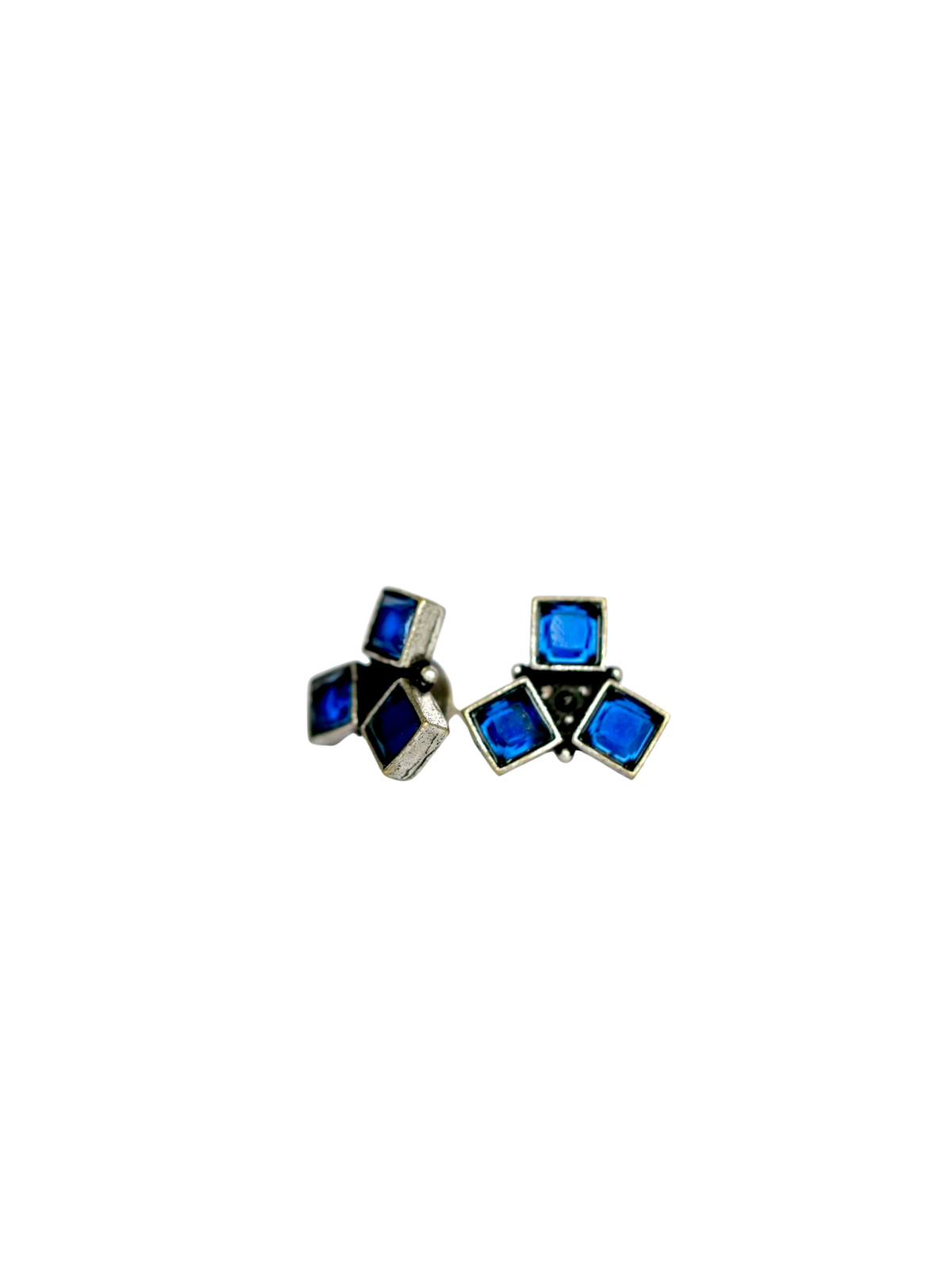 The Three-Stone Oxidised  Stud Earrings