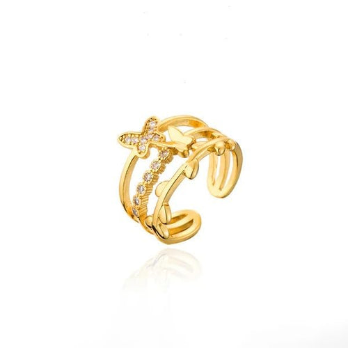 Gold Butterfly Adjustable Ring for Women & Girls