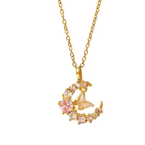 Gold Celestial Moon Pendant Necklace for Women & Girls