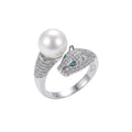 Silver Leopard Pearl Adjustable Ring for Women & Girls
