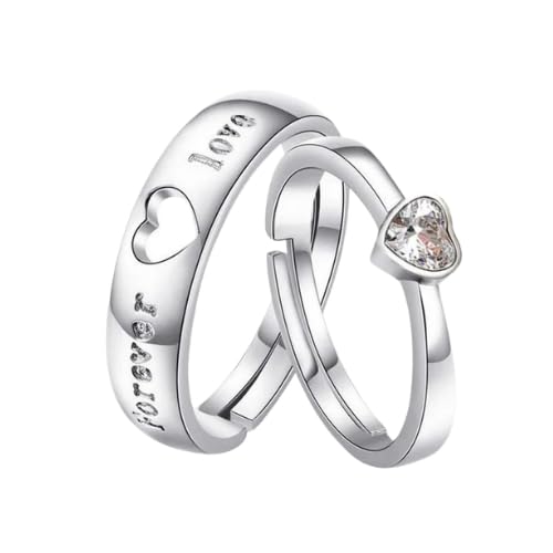 Silver Love Couple Ring Set