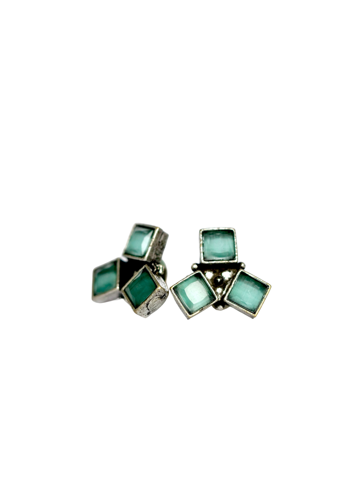 The Three-Stone Oxidised  Stud Earrings