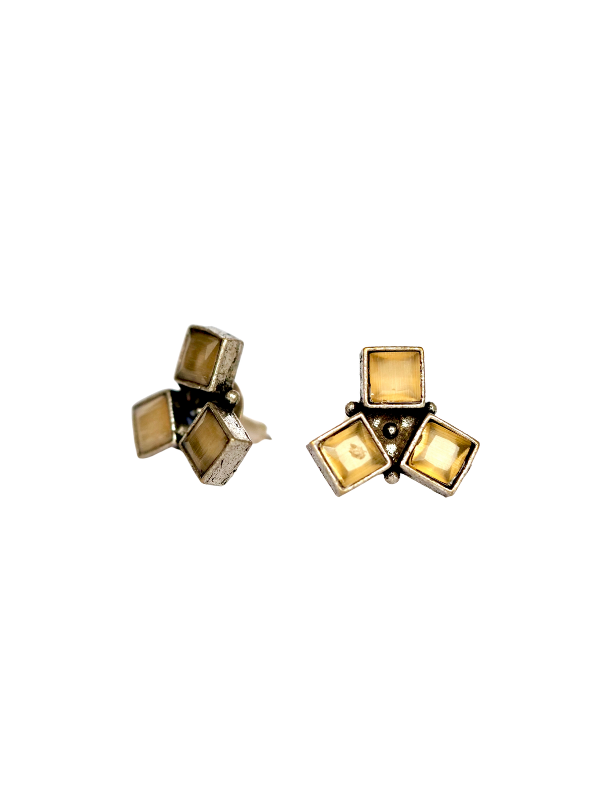 The Three-Stone Oxidised  Stud Earrings