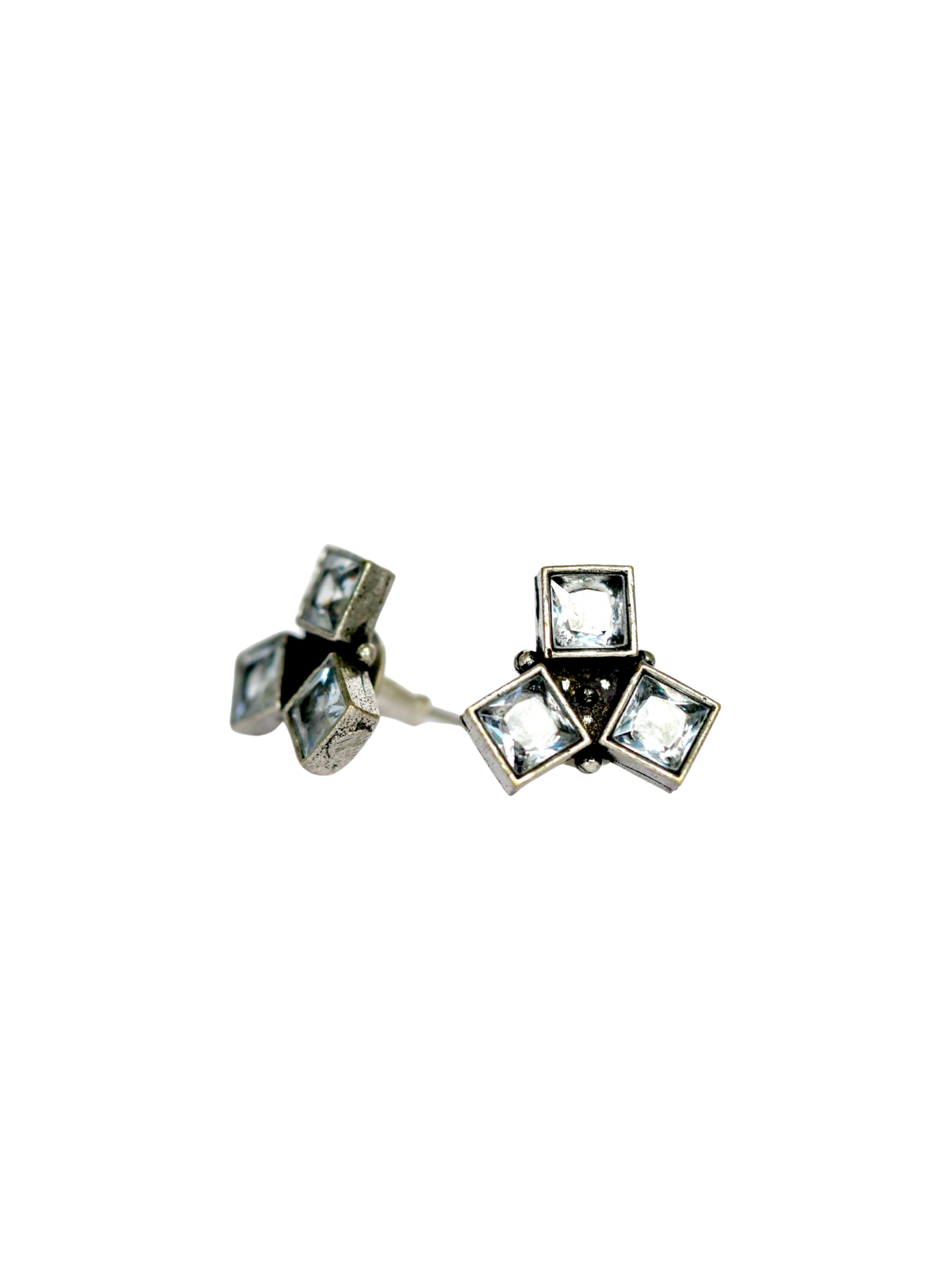 The Three-Stone Oxidised  Stud Earrings