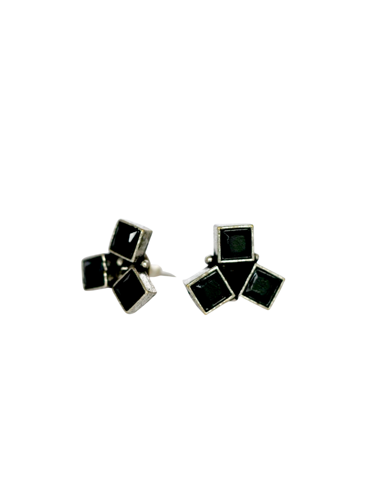 The Three-Stone Oxidised  Stud Earrings