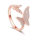 Rose Gold Butterfly Adjustable Ring for Women & Girls