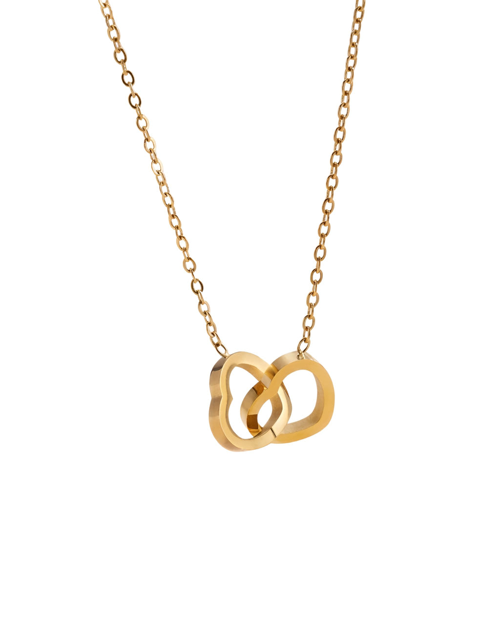 Hasto by Hasti Gold Interlocked Heart Necklace for Women & Girls | Minimal Double Heart Pendant Necklace | Daily Wear, Date, Party & Gift Jewellery