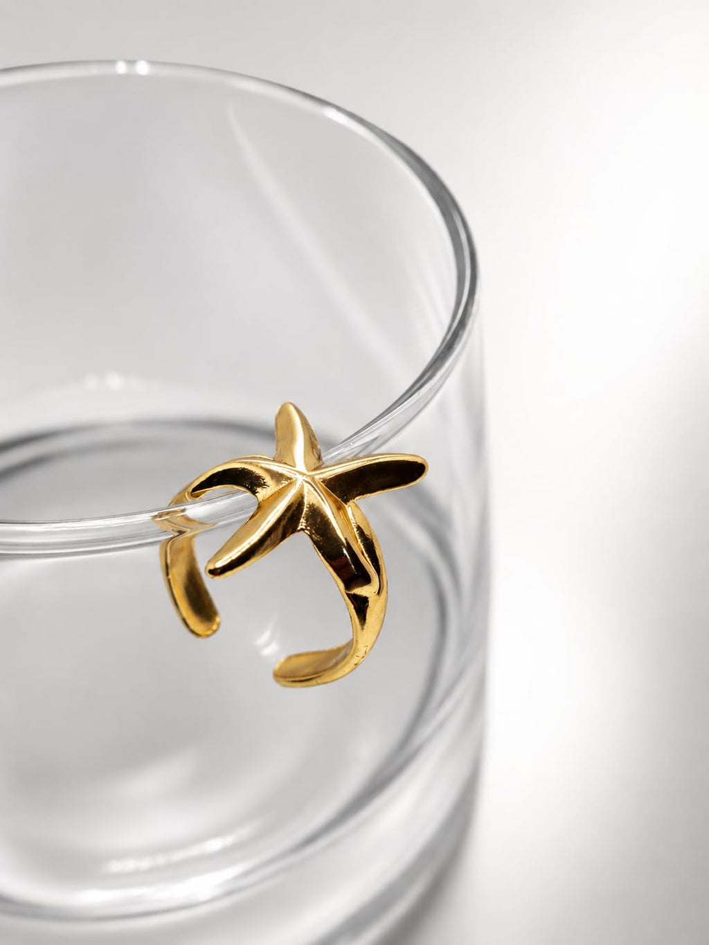 Hasto by Hasti Gold Starfish Adjustable Ring for Women & Girls | Ocean-Inspired Open Ring | Beach, Vacation, Party & Daily Wear Fashion Ring