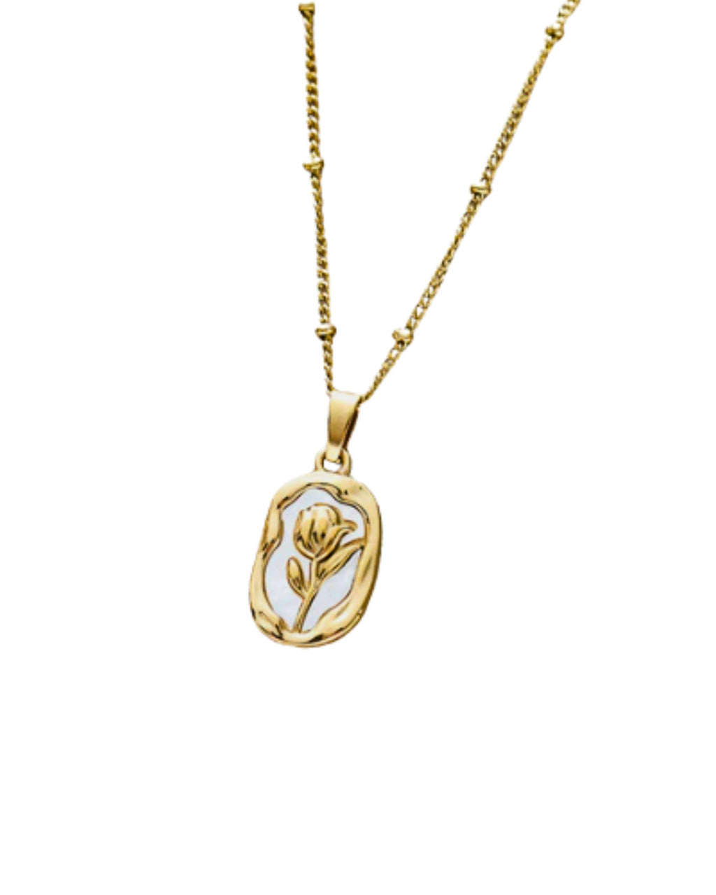 Hasto by Hasti Gold Rose Pendant Necklace for Women & Girls | Rectangle Medallion Flower Necklace | Elegant Daily Wear, Office, Party & Gift Jewellery