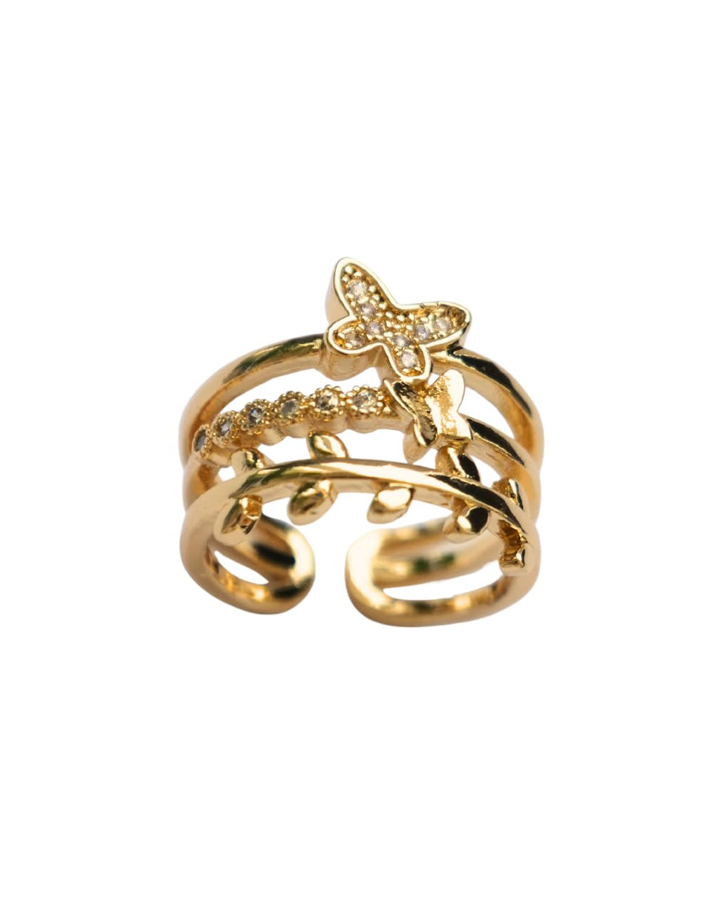 Hasto Gold Butterfly Adjustable Ring for Women & Girls