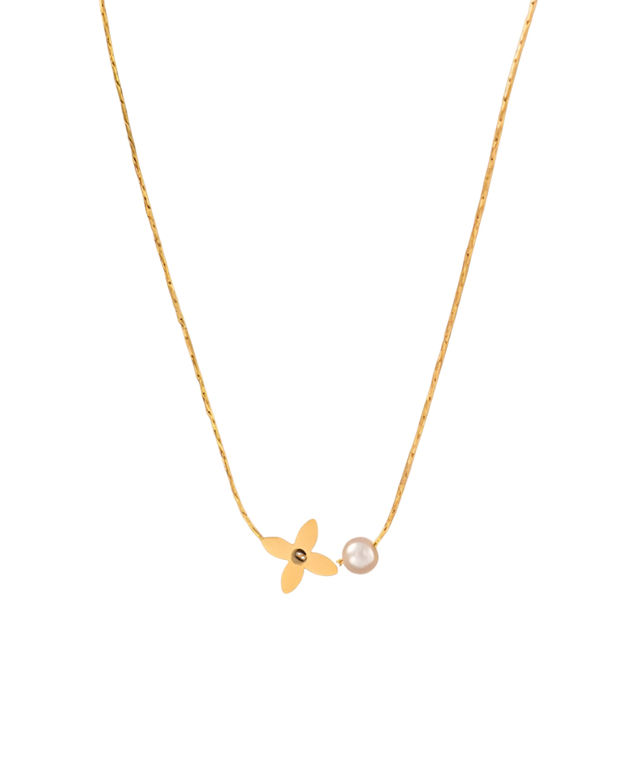 Hasto by Hasti Gold Butterfly Pearl Necklace for Women & Girls | Minimal Butterfly Pendant with Pearl Detail | Cute Daily Wear, Party, Date Wear & Gift Jewellery