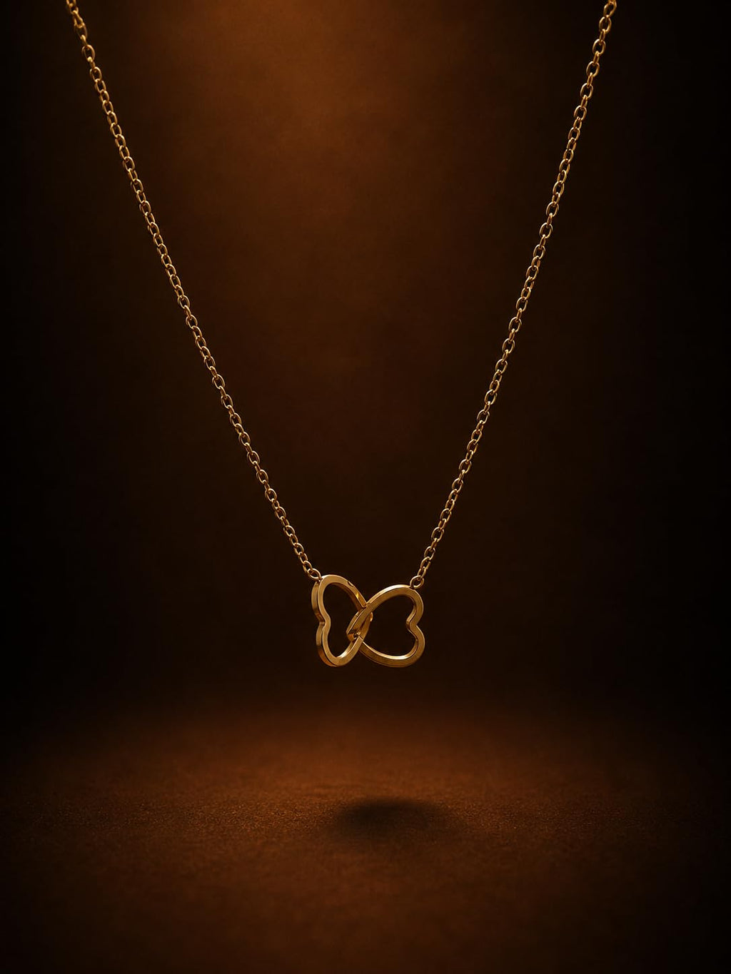 Hasto by Hasti Gold Interlocked Heart Necklace for Women & Girls | Minimal Double Heart Pendant Necklace | Daily Wear, Date, Party & Gift Jewellery