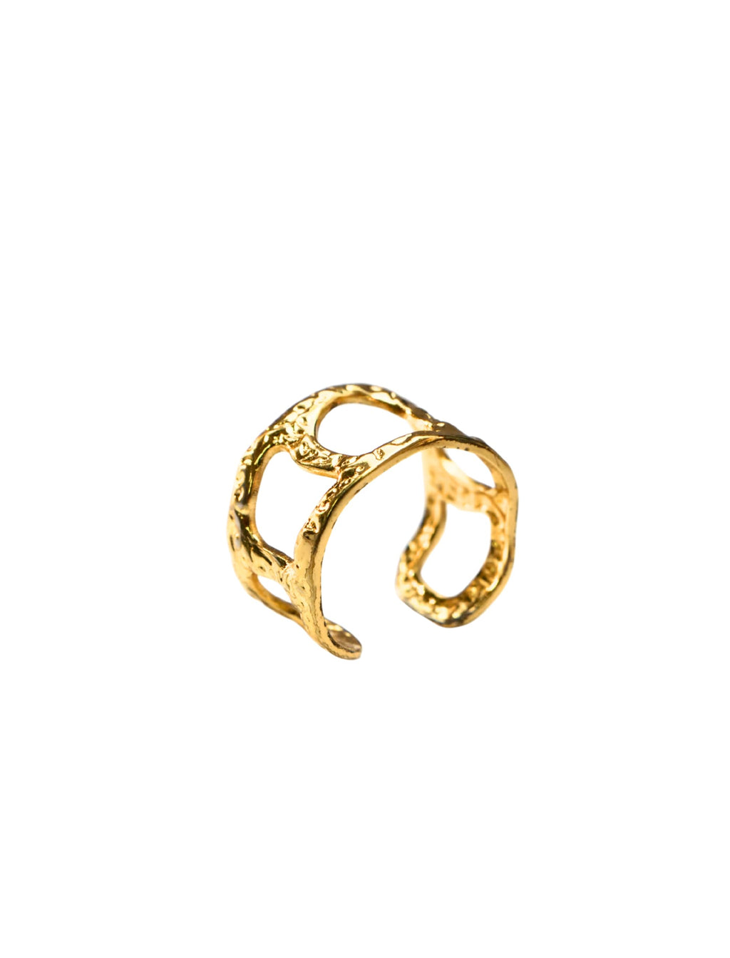 Hasto Molten Dual Adjustable Gold Statement Ring for Women | Geometric Open Ring | Trendy Jewelry
