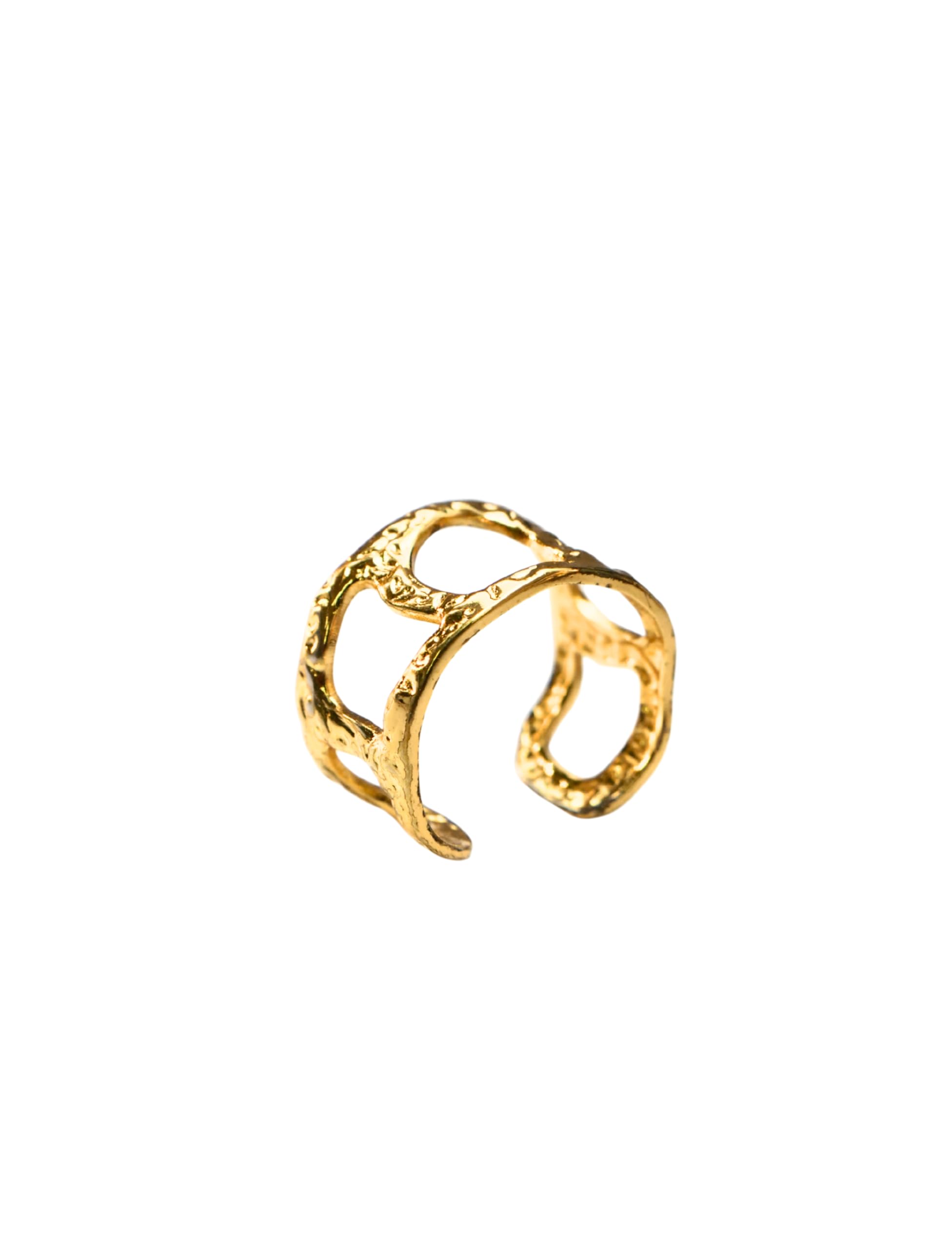 Hasto Molten Dual Adjustable Gold Statement Ring for Women | Geometric Open Ring | Trendy Jewelry