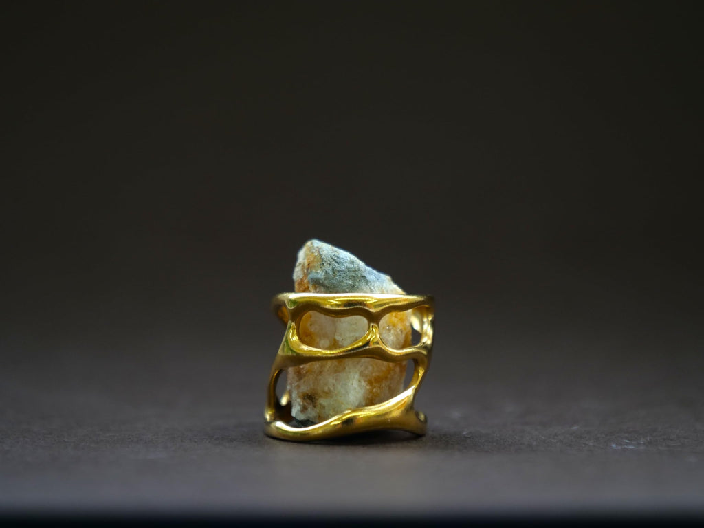 Hasto Golden Tide Adjustable Gold Statement Ring for Women | Wave Design Open Ring | Trendy Fashion Jewelry