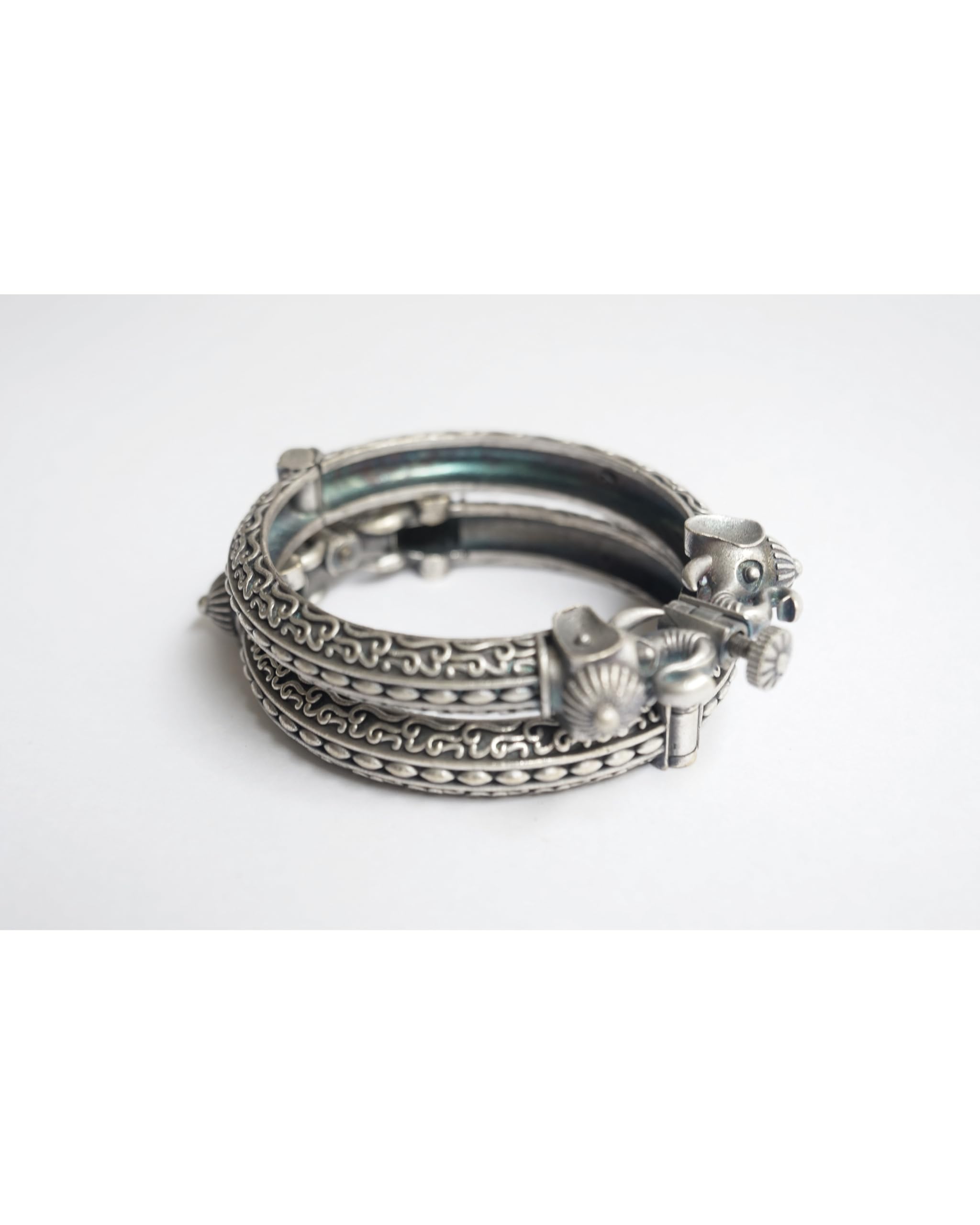 Hasto by Hasti Oxidised German Silver Elephant Motif Openable Kada Pair for Women | Navratri Bangles, Ethnic Kada, Garba Jewellery & Saree Wear