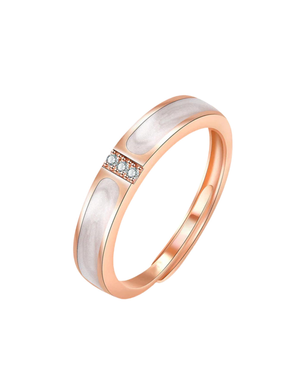 Hasto by Hasti Rose Gold Minimal Band Ring for Women & Girls | Sleek Stone Detail Ring | Daily Wear, Office, Party & Couple Style Ring