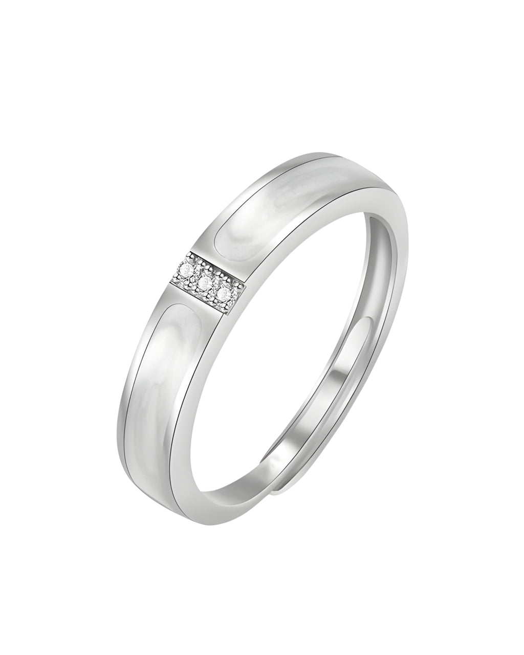 Hasto by Hasti Silver Minimal Band Ring for Women & Girls | Sleek Stone Detail Ring | Daily Wear, Office, Party & Gift Fashion Ring