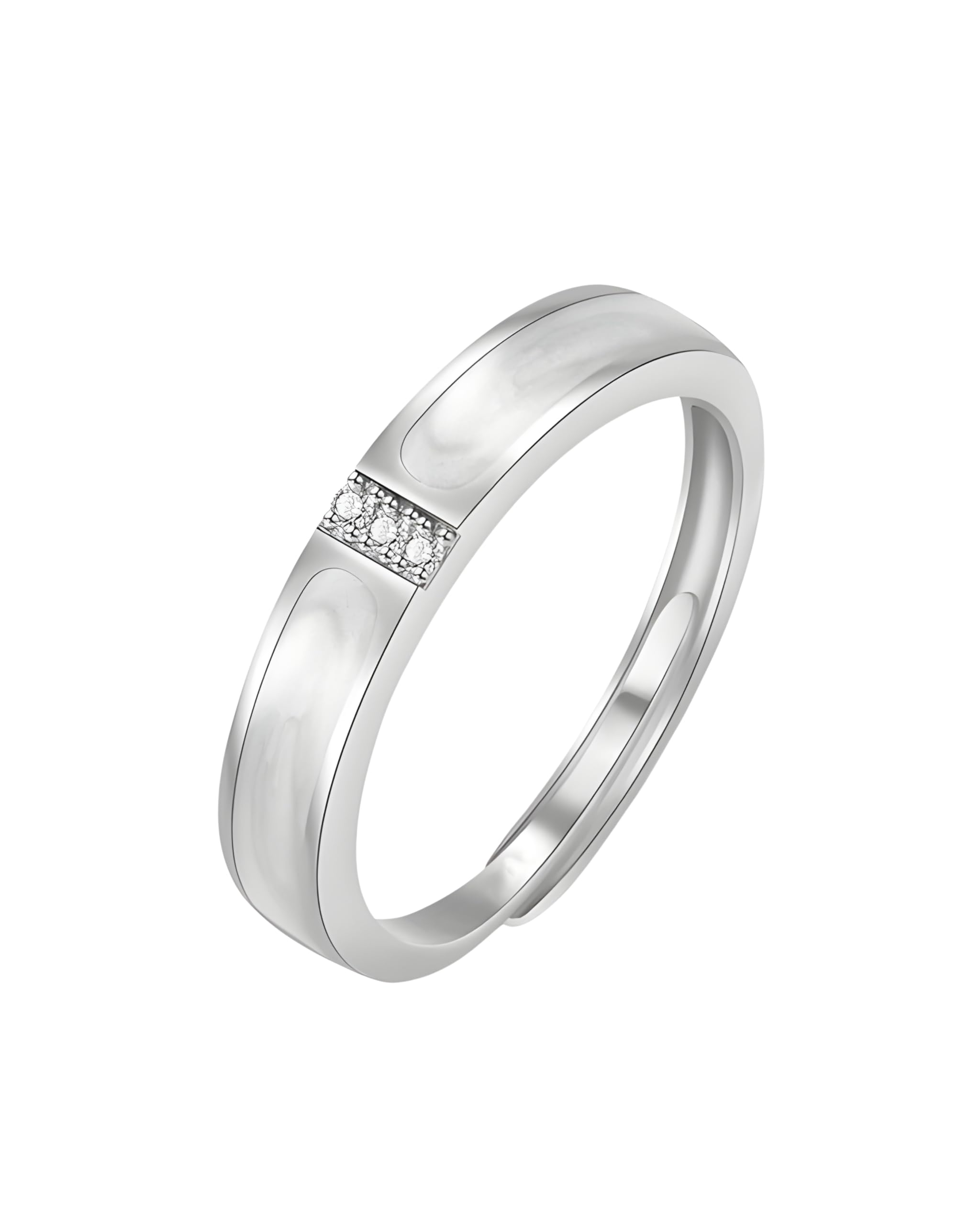 Hasto by Hasti Silver Minimal Band Ring for Women & Girls | Sleek Stone Detail Ring | Daily Wear, Office, Party & Gift Fashion Ring