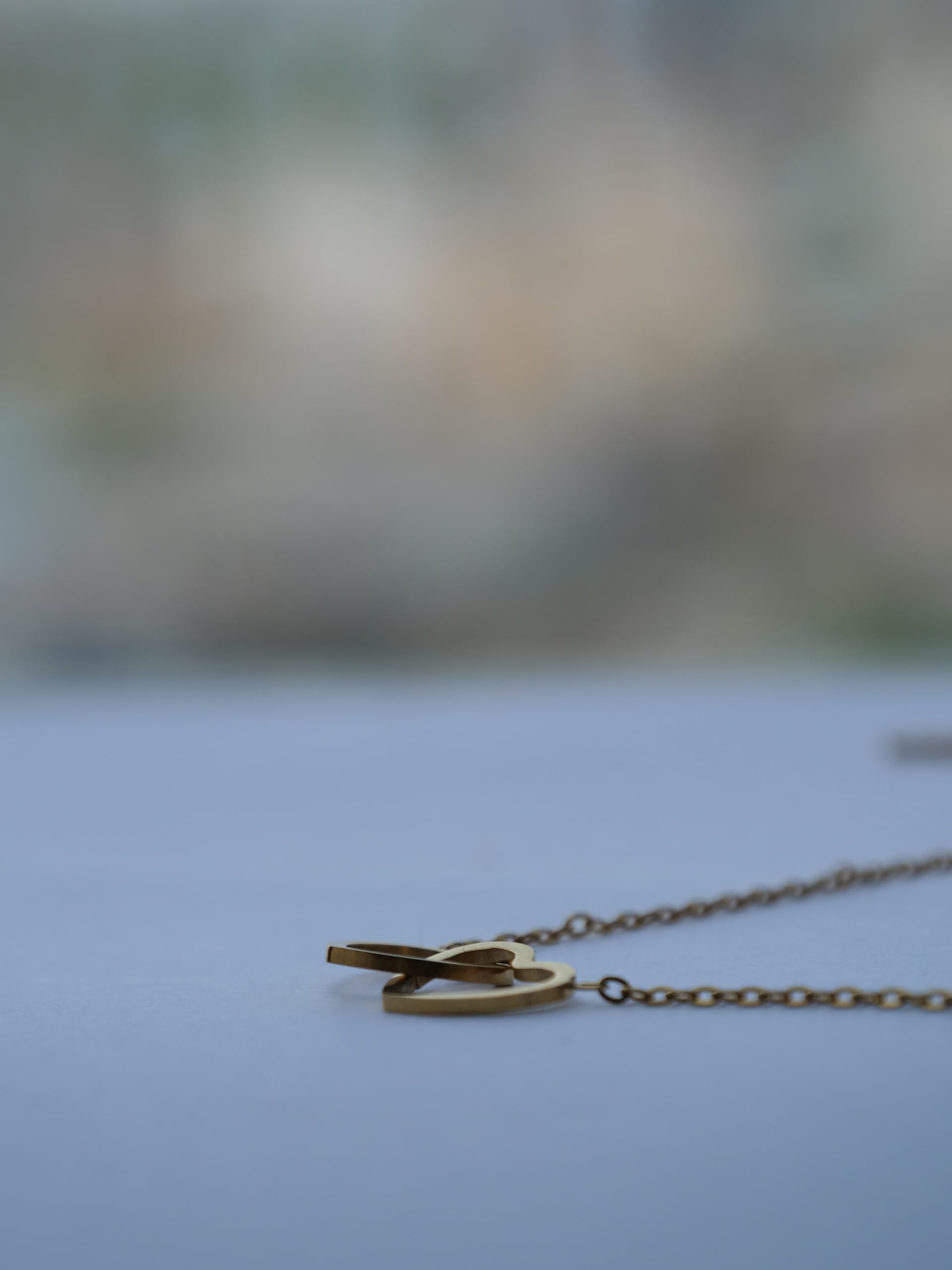 Hasto by Hasti Gold Interlocked Heart Necklace for Women & Girls | Minimal Double Heart Pendant Necklace | Daily Wear, Date, Party & Gift Jewellery