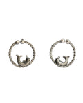 Hasto by Hasti Oxidised German Silver Fish Motif Round Bali Hoop Earrings for Women | Ethnic Kurti Earrings