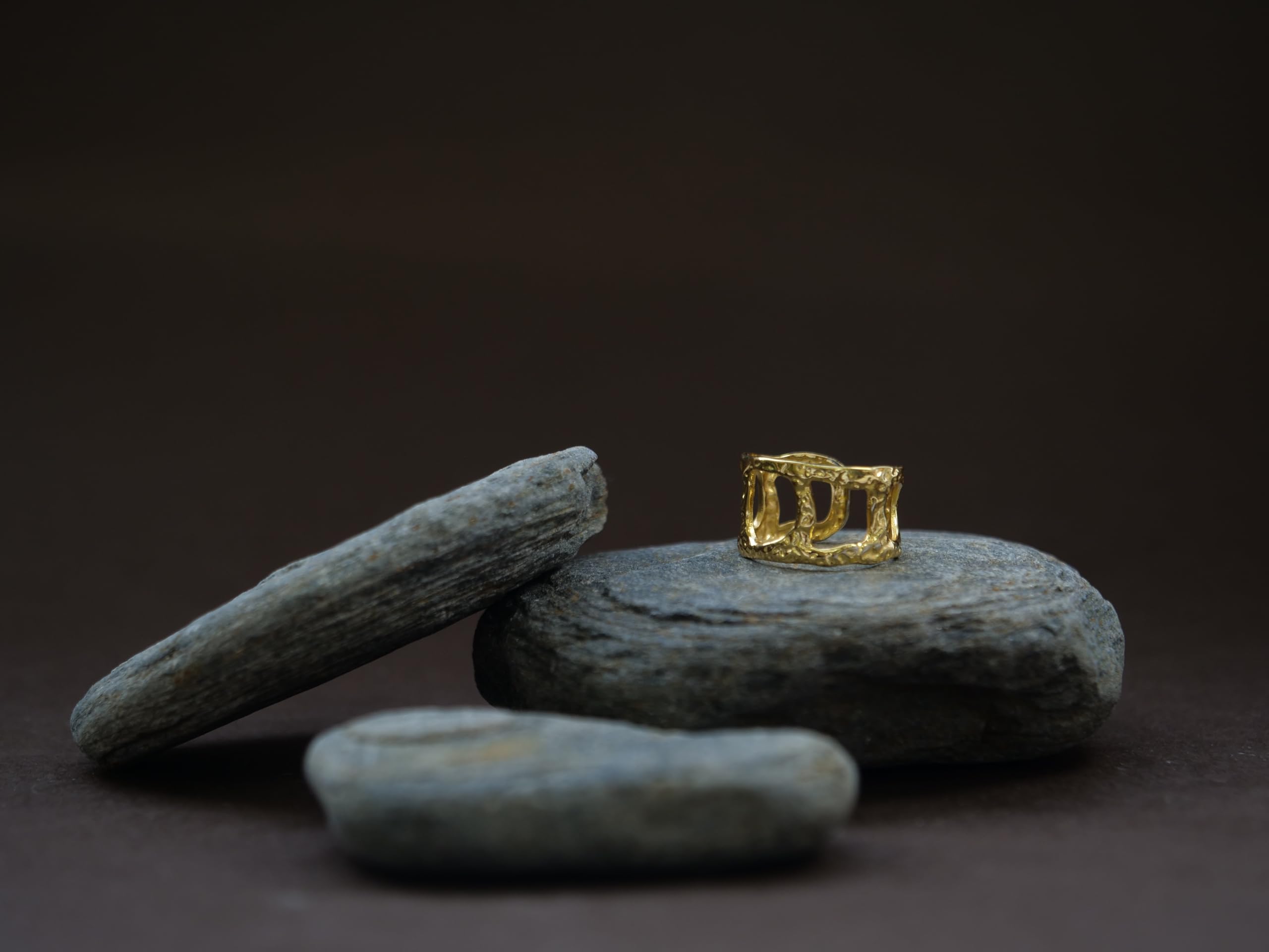 Hasto Molten Dual Adjustable Gold Statement Ring for Women | Geometric Open Ring | Trendy Jewelry