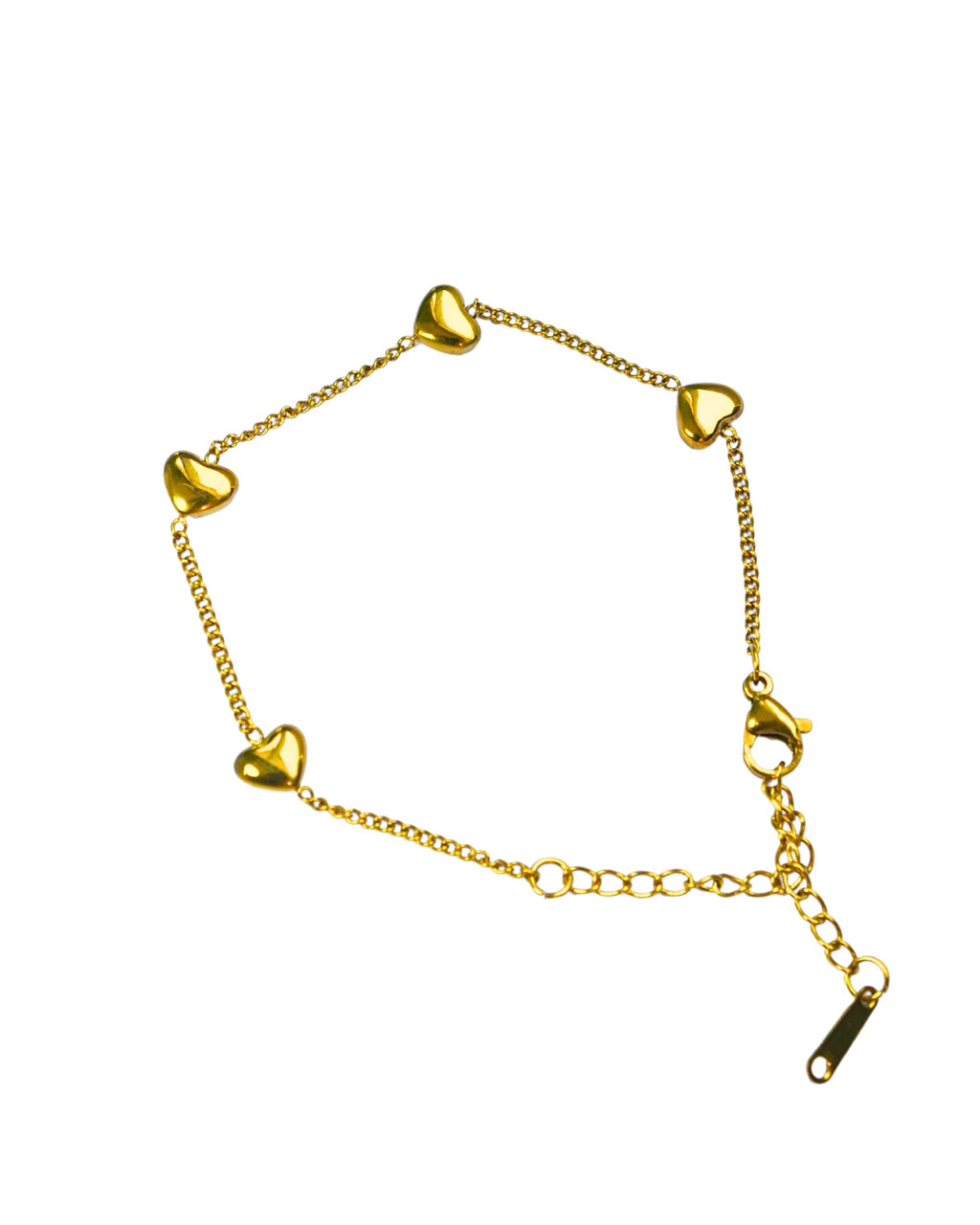 Hasto by Hasti Gold Plated Heart Link Bracelet for Women & Girls | Adjustable Dainty Chain Bracelet | Minimal Elegant Daily Wear Fashion Jewellery