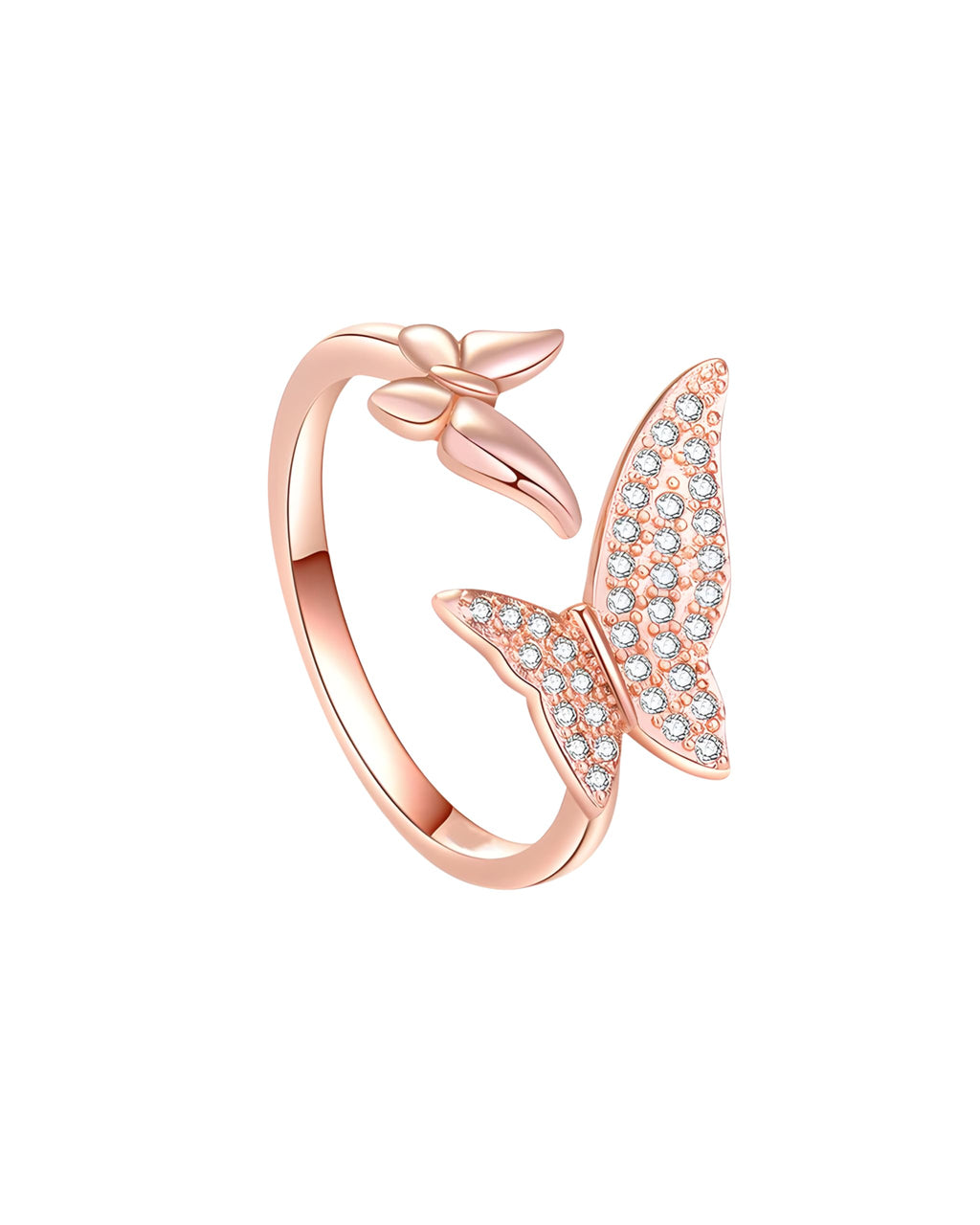 Hasto by Hasti Rose Gold Butterfly Adjustable Ring for Women & Girls | Sparkle Butterfly Fashion Ring | Cute Daily Wear, Party, Date & Gift Ring