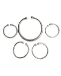 Hasto by Hasti German Silver Bracelet, Armlet & Necklace Set of 5 for Women | Adjustable Pull-Apart Bajuband Pair with Oxidised Necklace | Carved Bud-End Temple Jewellery Combo