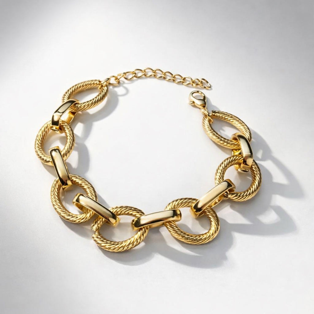 Gold Plated Chunky Chain Bracelet Combo for Women (Pack of 4)