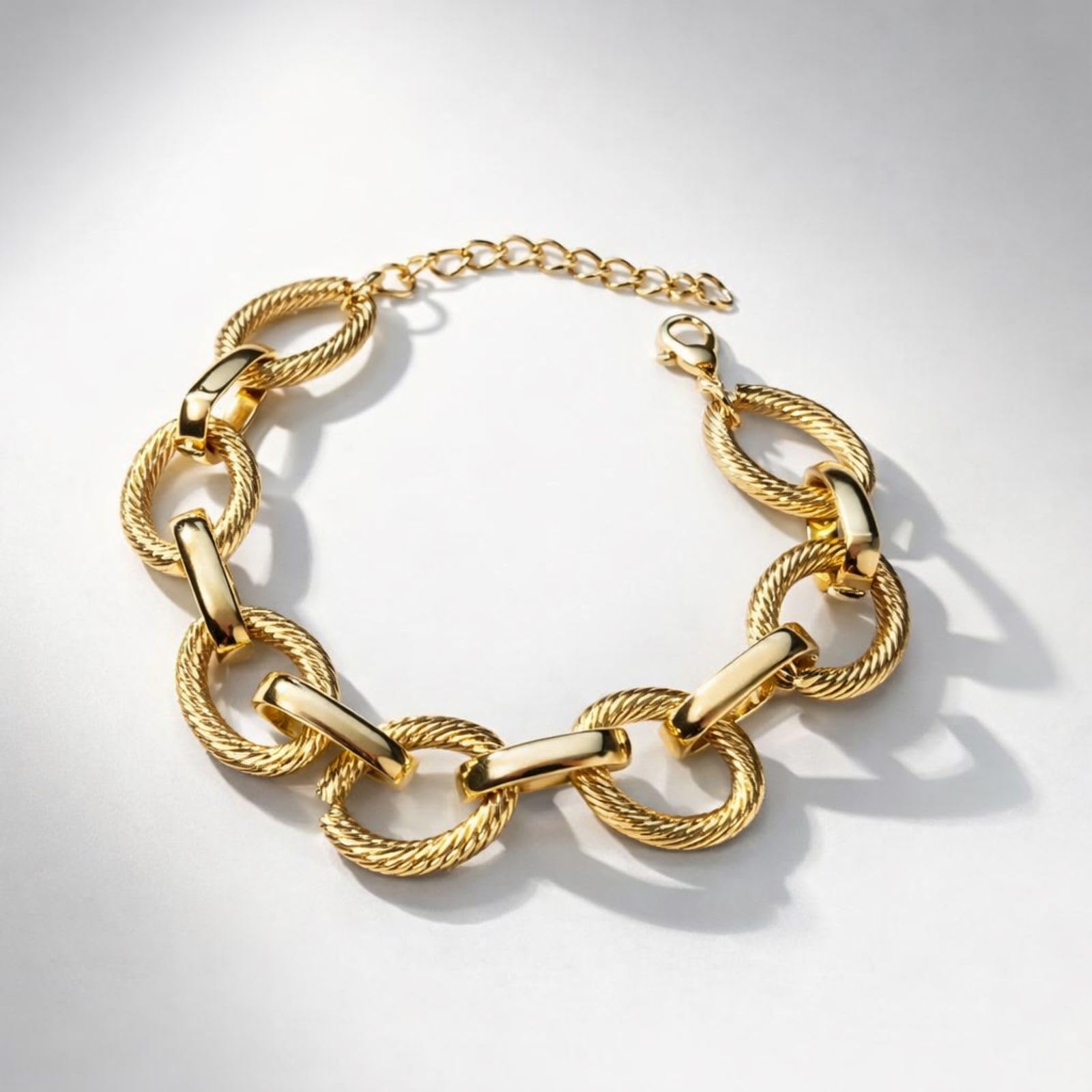 Gold Plated Chunky Chain Bracelet Combo for Women (Pack of 4)