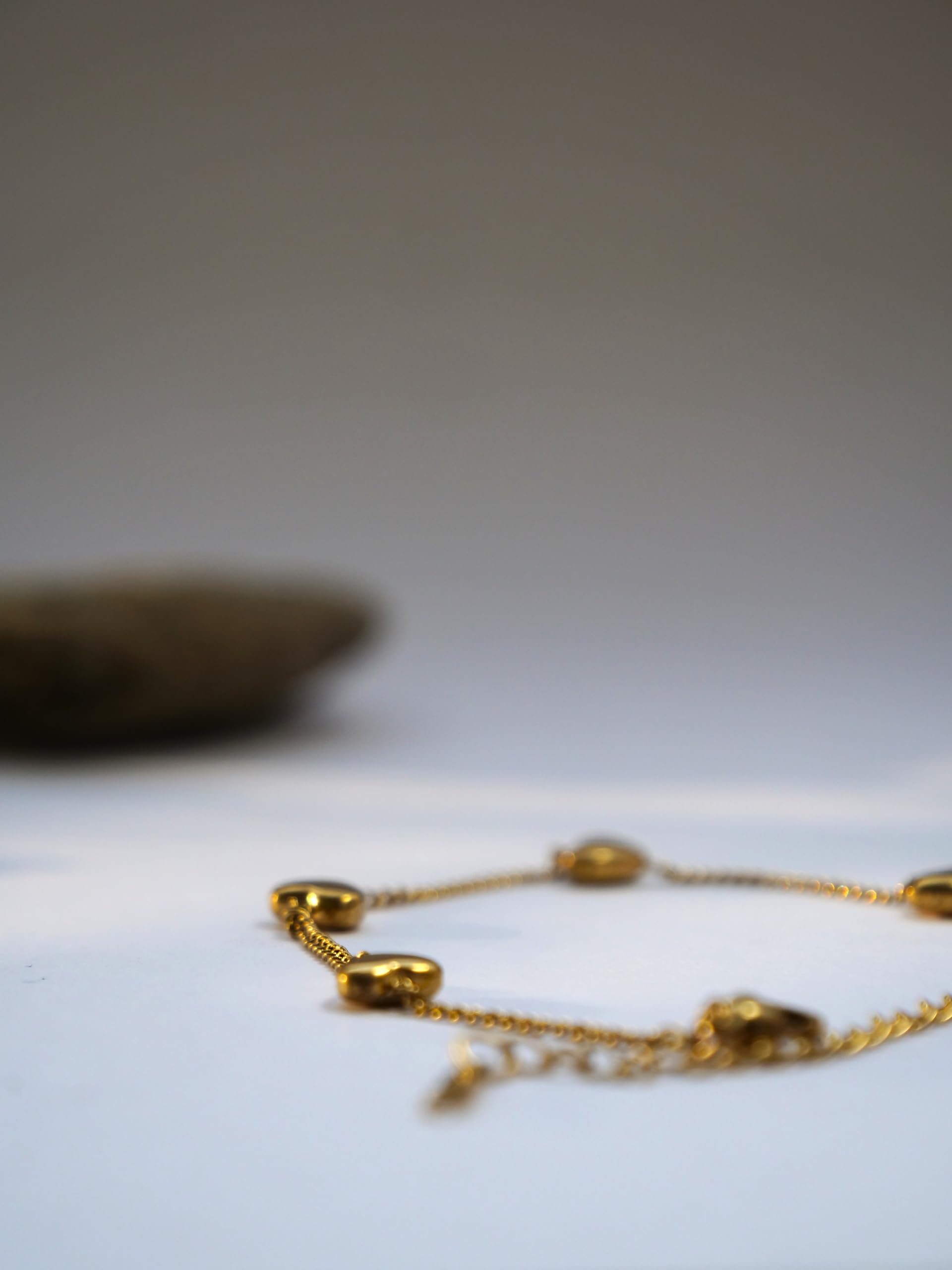 Hasto by Hasti Gold Plated Heart Link Bracelet for Women & Girls | Adjustable Dainty Chain Bracelet | Minimal Elegant Daily Wear Fashion Jewellery