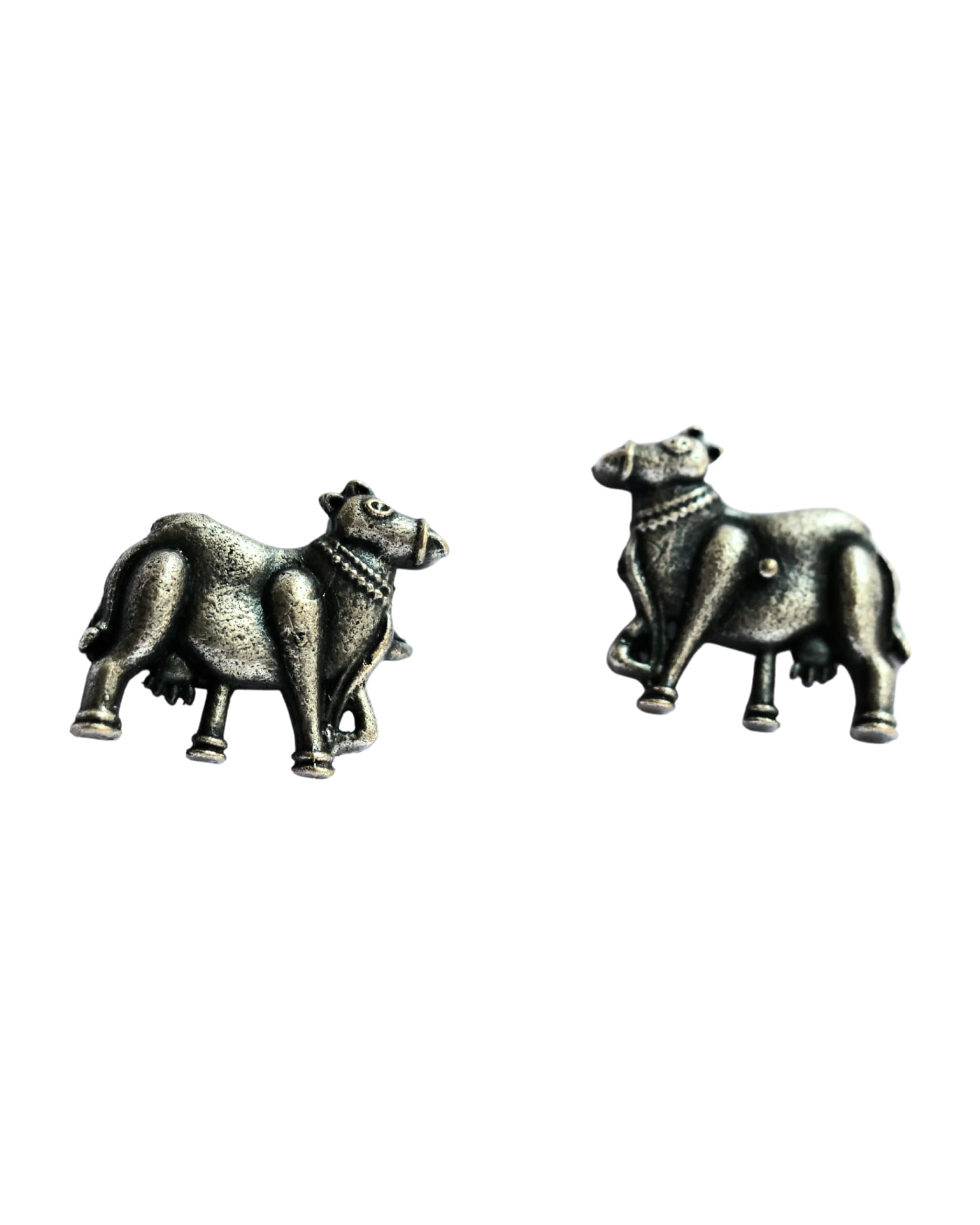 Hasto by Hasti Oxidised German Silver Cow Motif Stud Earrings for Women | Navratri Earrings, Ethnic Kurti Earrings, Garba Jewellery & Saree Wear