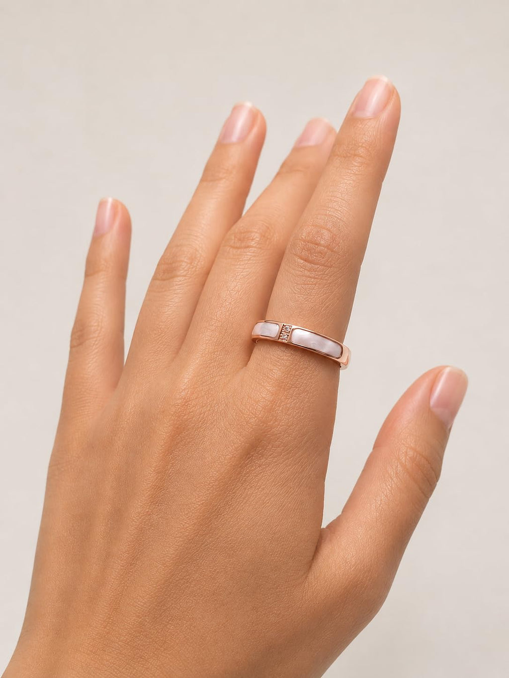 Hasto by Hasti Rose Gold Minimal Band Ring for Women & Girls | Sleek Stone Detail Ring | Daily Wear, Office, Party & Couple Style Ring