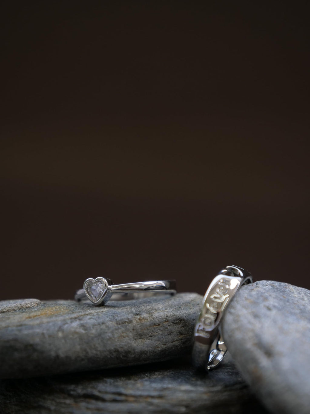 Hasto by Hasti Silver Love Couple Ring Set | Adjustable Matching Rings for Couples | Heart Design Promise Rings for Anniversary, Valentine’s Day & Gifting