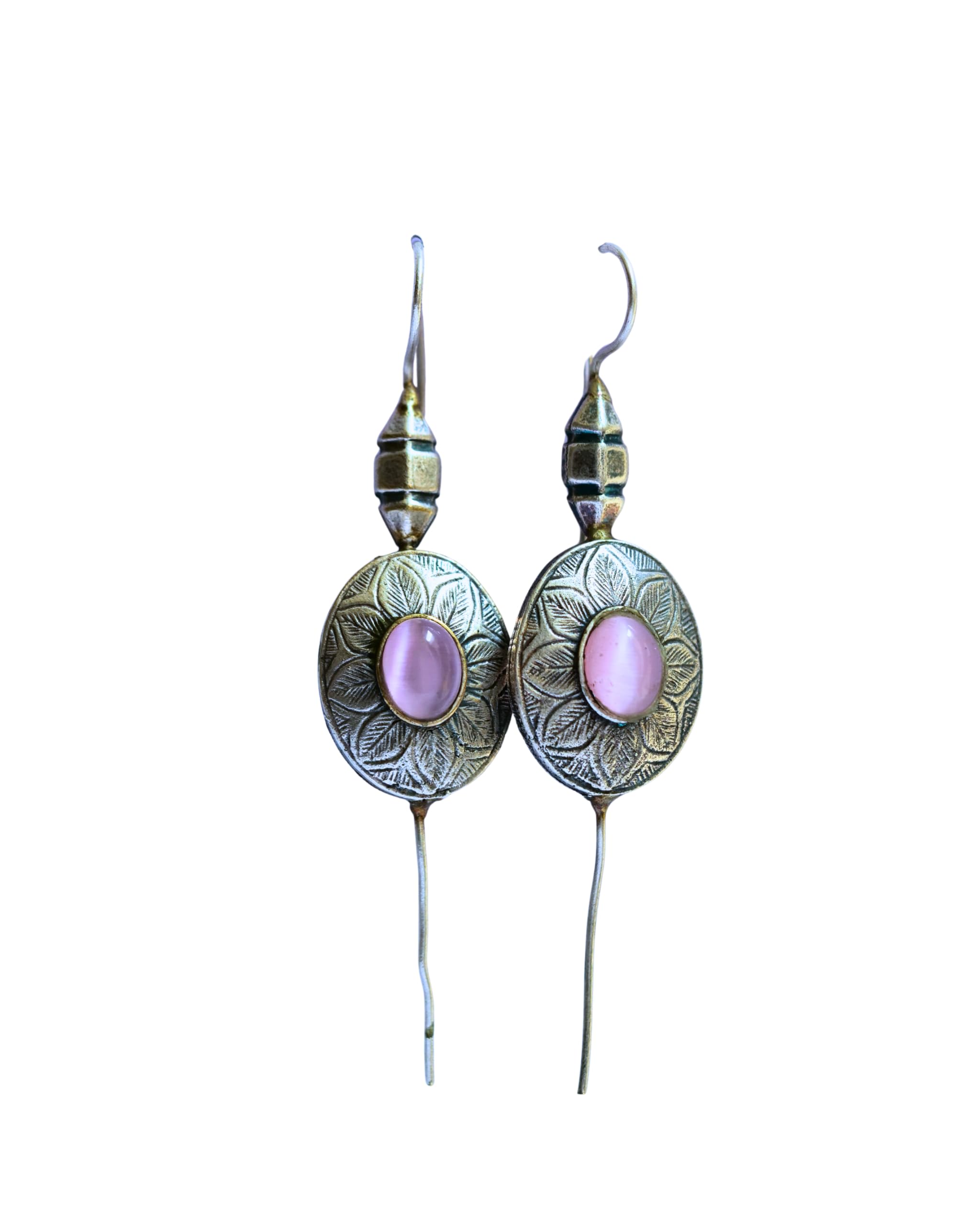 Hasto by Hasti Oxidised German Silver Floral Stone Bugadi Style Earrings for Women | Navratri Earrings, Kurti Earrings, Garba Jewellery & Saree Wear