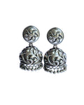 Hasto by Hasti Oxidised German Silver Floral Vine Dome Jhumka Earrings with Ghungroo Drops for Women | Navratri Earrings, Ethnic Kurti Earrings, Garba Jewellery & Saree Wear