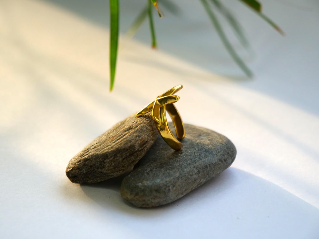 Hasto by Hasti Gold Starfish Adjustable Ring for Women & Girls | Ocean-Inspired Open Ring | Beach, Vacation, Party & Daily Wear Fashion Ring