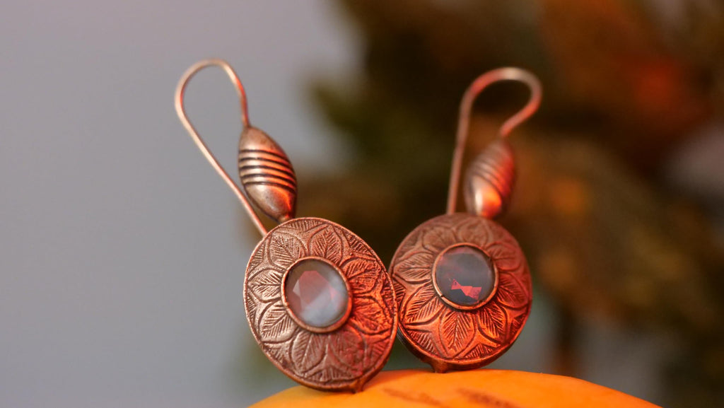 Hasto by Hasti Oxidised German Silver Floral Stone Bugadi Style Earrings for Women | Navratri Earrings, Kurti Earrings, Garba Jewellery & Saree Wear