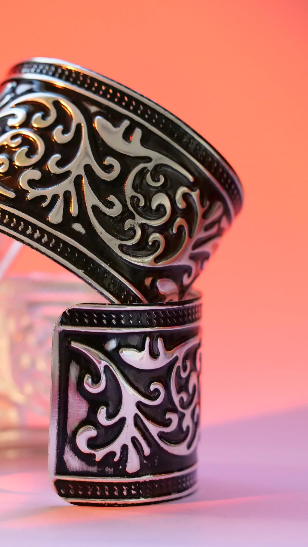 Hasto by Hasti Oxidised German Silver Floral Vine Wide Cuff Bracelet for Women – Navratri, Garba & Chaniya Choli Looks