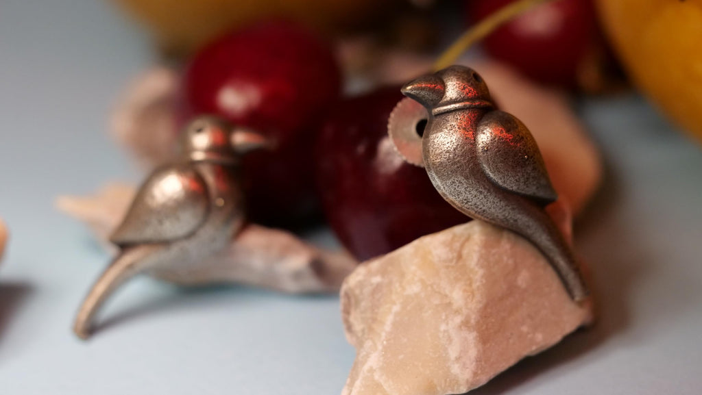 Hasto by Hasti Oxidised German Silver Bird Motif Stud Earrings for Women | Navratri Earrings, Ethnic Kurti Earrings, Garba Jewellery & Saree Wear