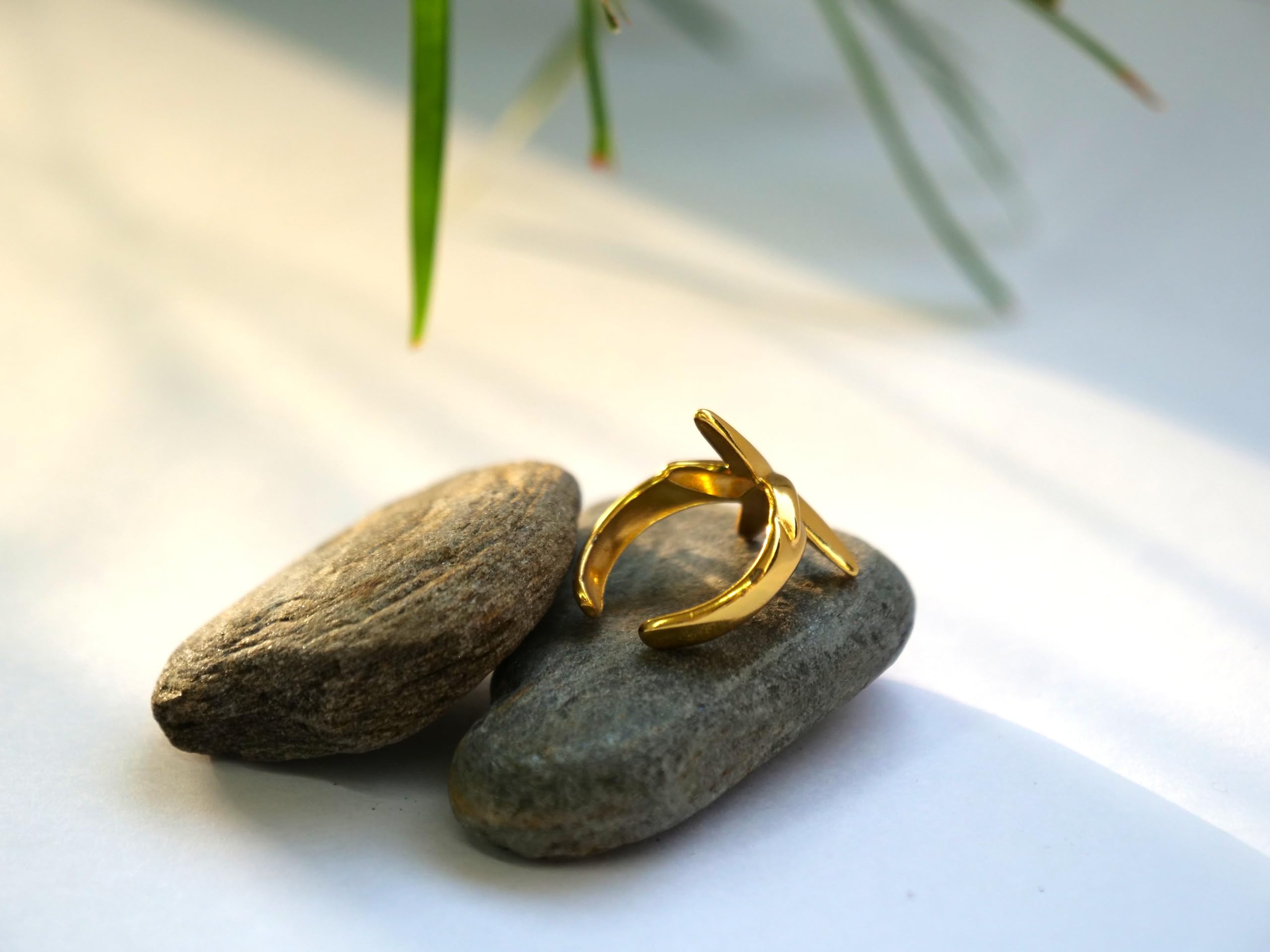 Hasto by Hasti Gold Starfish Adjustable Ring for Women & Girls | Ocean-Inspired Open Ring | Beach, Vacation, Party & Daily Wear Fashion Ring