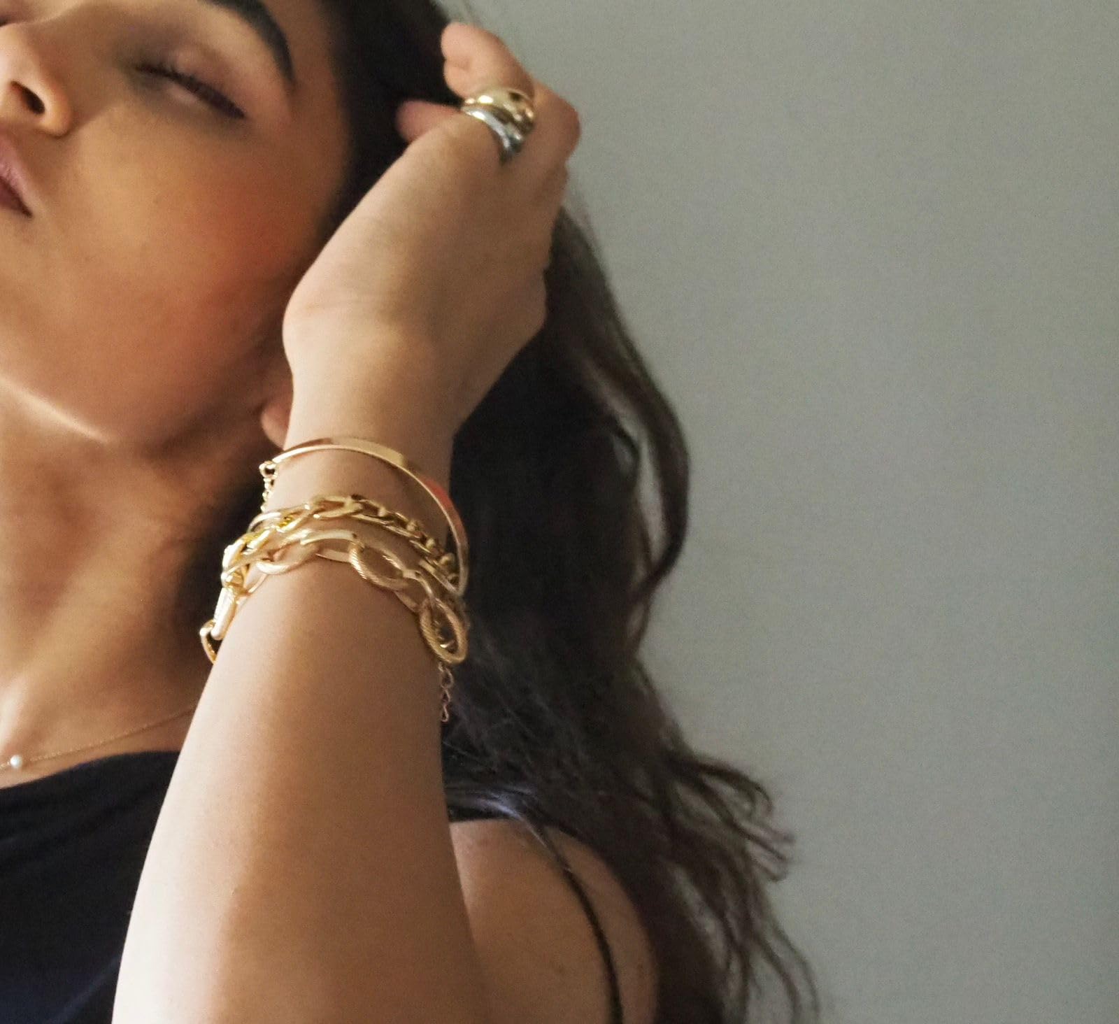 Gold Plated Chunky Chain Bracelet Combo for Women (Pack of 4)