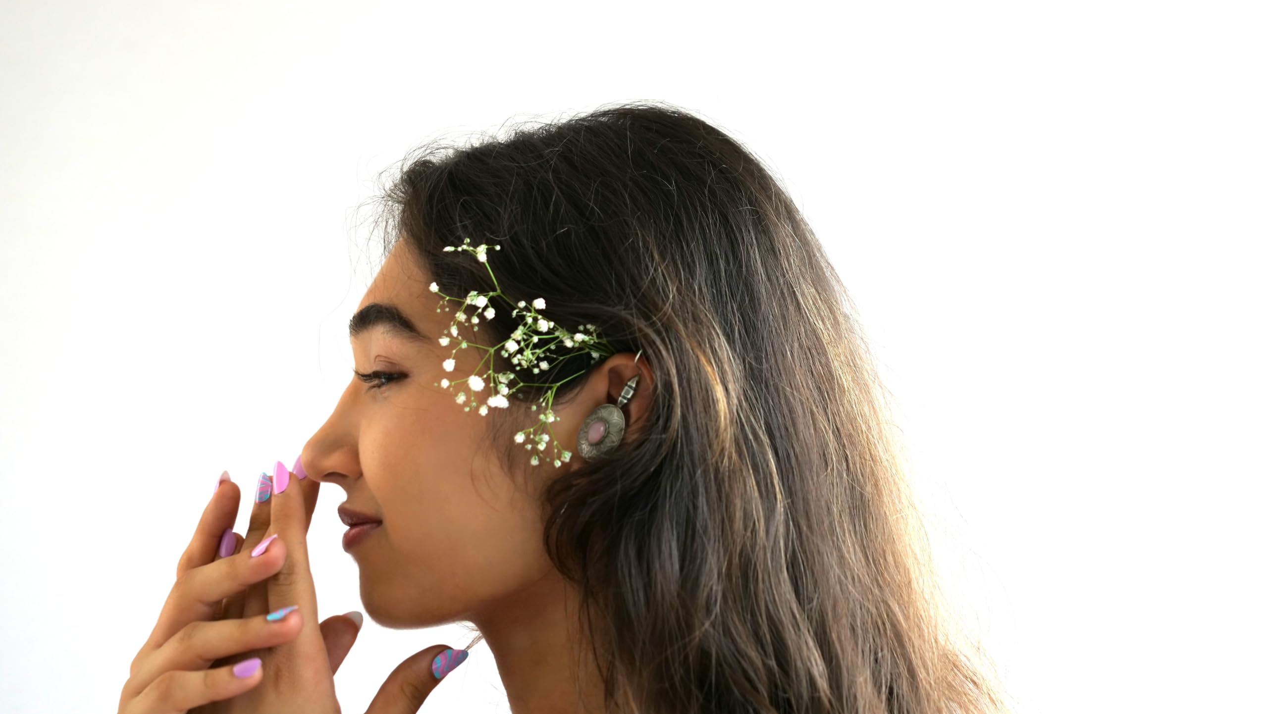 Hasto by Hasti Oxidised German Silver Floral Stone Bugadi Style Earrings for Women | Navratri Earrings, Kurti Earrings, Garba Jewellery & Saree Wear