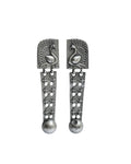 Hasto by Hasti Oxidised German Silver Peacock Motif Long Dangler Earrings for Women | Navratri Jewellery, Kurti Earrings, Garba Jewellery & Saree Wear